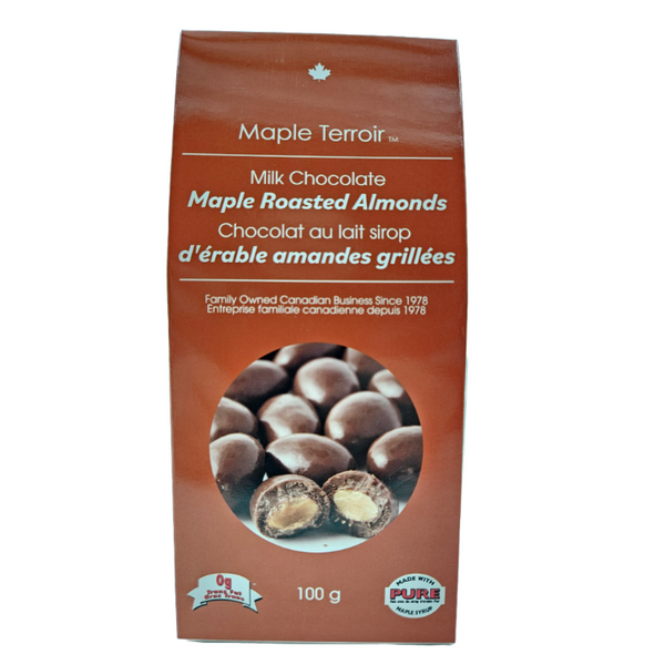 Maple Syrup Milk Chocolate Covered Almonds 100g